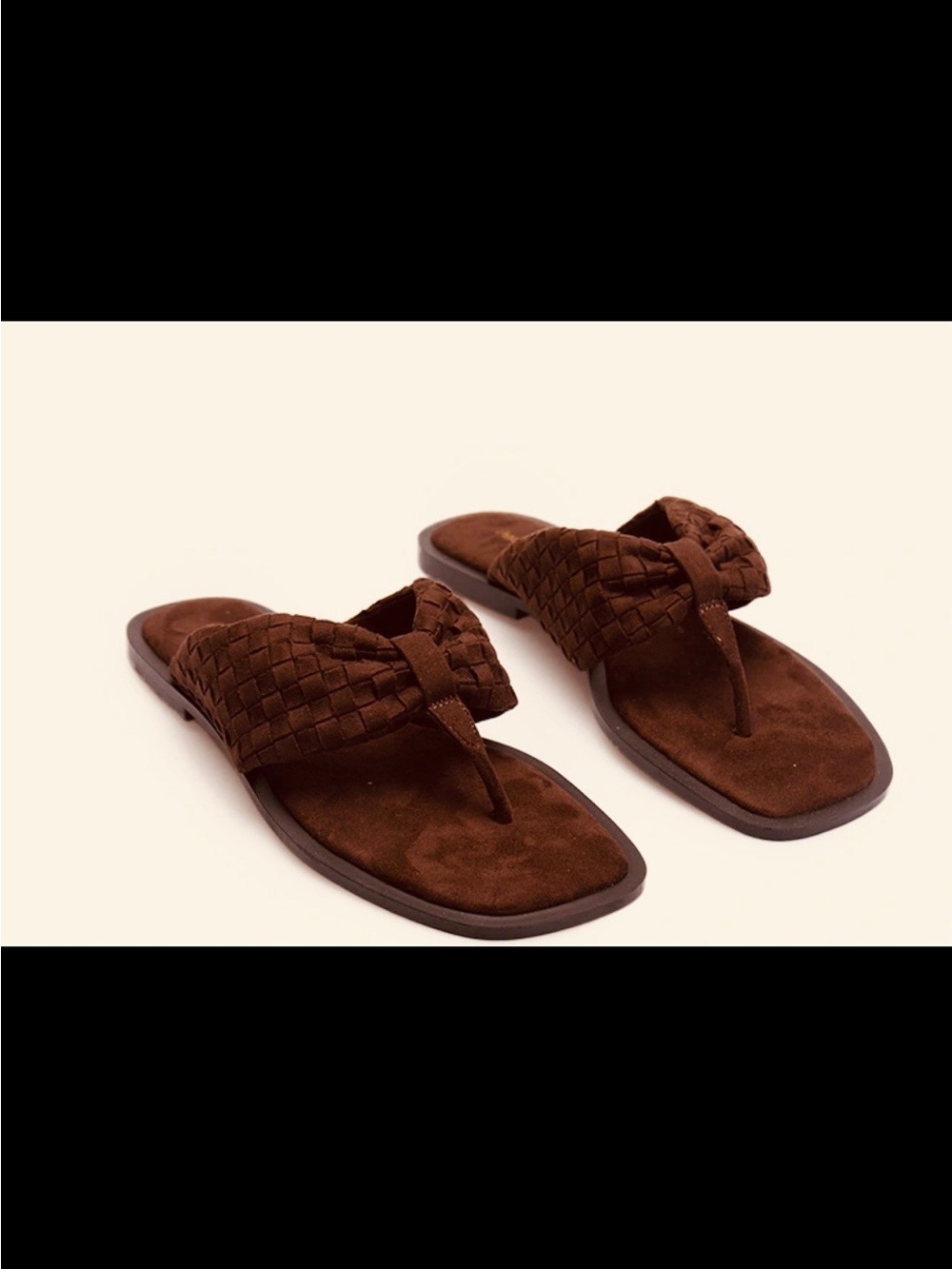 Woven Suede Thong Sandals — Brown Women’s Slide